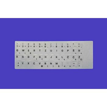 Naljepnice za tipkovnice s prozirnom (transparentnom) pozadinom - Hrvatska slova Š,Đ,Č,Ć,Ž - crni fontom znakova