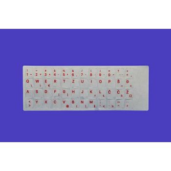 Naljepnice za tipkovnice s prozirnom (transparentnom) pozadinom - Hrvatska slova Š,Đ,Č,Ć,Ž - crvenim fontom znakova