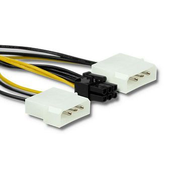 Qoltec kabelski adapter 2x MOLEX ženski/ PCI-E 6pin | 15 cm