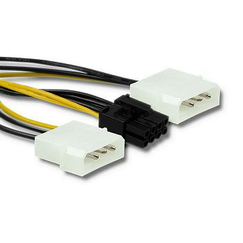 Qoltec kabelski adapter 2x MOLEX ženski/ PCI-E 8pin | 15 cm