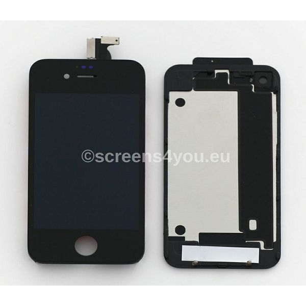 Zamjenski ekran i staklo osjetljivo na dodir za iPhone 4S + zadnja strana u crnoj boji