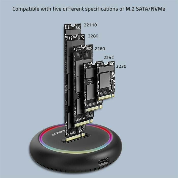 Priključna (docking) stanica za Qoltec M.2 SSD disk | SATA | NVMe | USB-C | 2TB